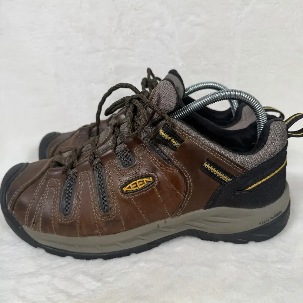 KEEN Flint Utility Work Shoes Men’s 9D Brown Leather Soft Toe ASTM F2892 EH